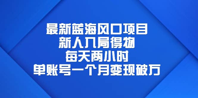 最新蓝海风口项目，新人入局得物，每天两小时，单账号一个月变现破万-享创网