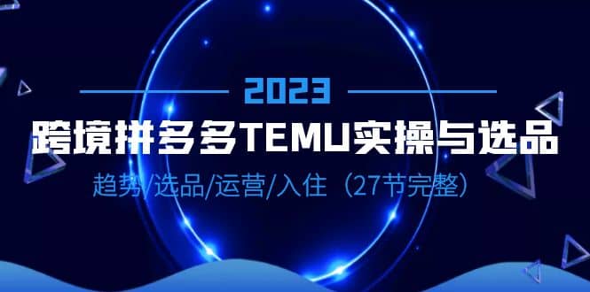 2023跨境·拼多多·TEMU实操与选品，趋势·选品·运营·入住（27节完整）-享创网