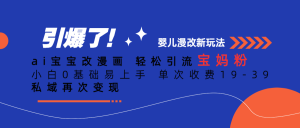 Ai宝宝改漫画 轻松引流宝妈粉 小白0基础易上手 单次收费19-39-享创网