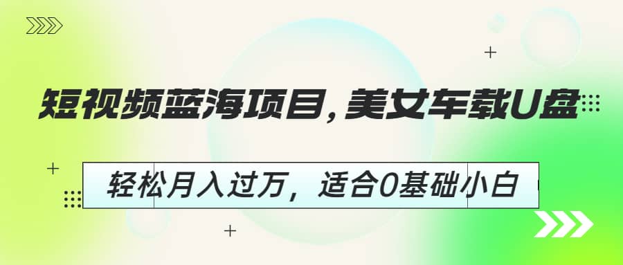 短视频蓝海项目，美女车载U盘，轻松月入过万，适合0基础小白-享创网