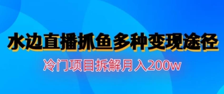 水边直播抓鱼，多种变现途径冷门项目，月入200w拆解【揭秘】-享创网