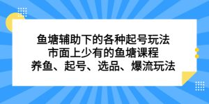 鱼塘辅助下的各种起号玩法，市面上少有的鱼塘课程，养鱼、起号、选品、爆流玩法-享创网