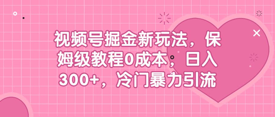 视频号掘金新玩法，保姆级教程0成本，日入300+，冷门暴力引流-享创网