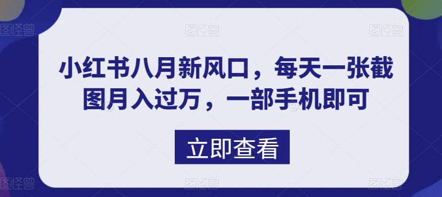 八月新风口，小红书虚拟项目一天收入1000+，实战揭秘-享创网