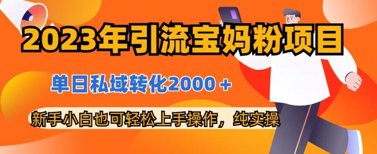 2023年引流宝妈粉项目，单日私域转化2000＋，新手小白也可轻松上手操作，纯实操-享创网