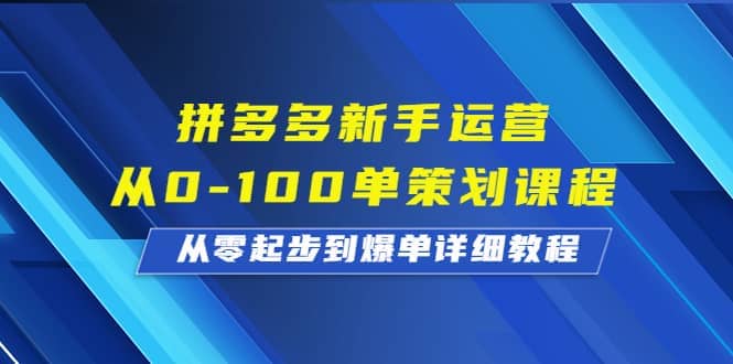 拼多多新手运营从0-100单策划课程，从零起步到爆单详细教程-享创网