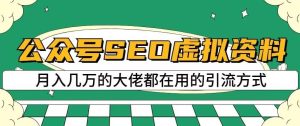 公众号SEO虚拟资料,操作简单,日入500+,可批量操作【揭秘】-享创网