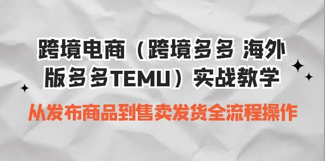 跨境电商（跨境多多 海外版多多TEMU）实操教学 从发布商品到售卖发货全流程-享创网