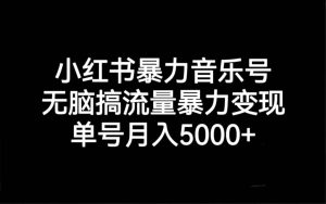 小红书暴力音乐号,无脑搞流量暴力变现,单号月入5000+-享创网
