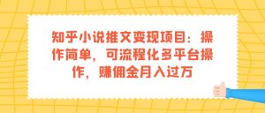 知乎小说推文变现项目：操作简单，可流程化多平台操作，赚佣金月入过万-享创网