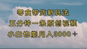 零食带货新玩法,5分钟一条原创视频,新手小白也能轻松月入3000+ (教程)-享创网