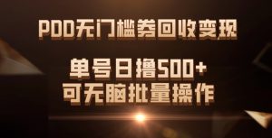 PDD无门槛券回收变现,单号日撸500+,可无脑-享创网