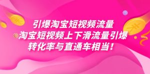 引爆淘宝短视频流量,淘宝短视频上下滑流量引爆,每天免费获取大几万高转化-享创网