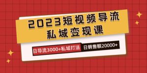 2023短视频导流·私域变现课，日导流3000+私域打法  日销售额2w+-享创网