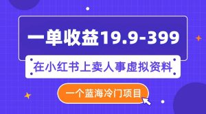 一单收益19.9-399,一个蓝海冷门项目,在小红书上卖人事虚拟资料-享创网