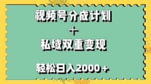 视频号分成计划+私域双重变现,轻松日入1000+,无任何门槛,小白轻松上手-享创网