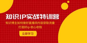 知识IP实战特训营：知识博主如何做好直播间内容获取流量 打造好ip 收心收钱-享创网