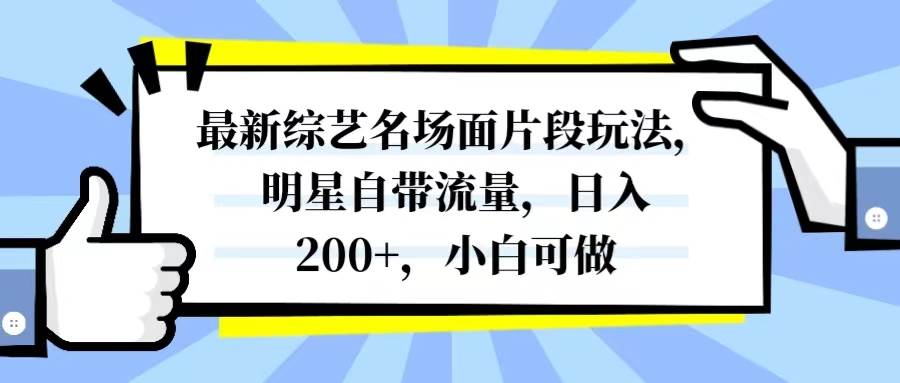 最新综艺名场面片段玩法，明星自带流量，日入200+，小白可做-享创网