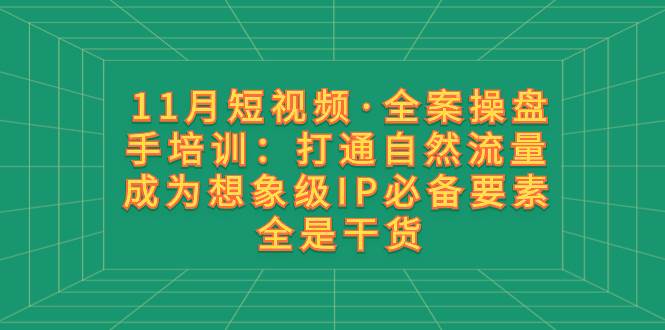 11月短视频·全案操盘手培训：打通自然流量 成为想象级IP必备要素 全是干货-享创网