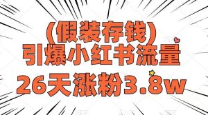 假装存钱,引爆小红书流量, 26天涨粉3.8w,作品制作简单,多种变现方式-享创网