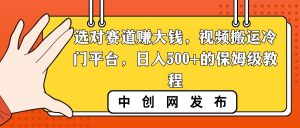选对赛道赚大钱，视频搬运冷门平台，日入500+的保姆级教程-享创网