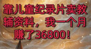 靠儿童纪录片卖教辅资料，一个月赚了36800！暴力变现2.0版本，喂饭级教学-享创网