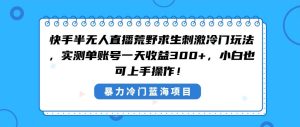 快手半无人直播荒野求生刺激冷门玩法，实测单账号一天收益300+，小白也…-享创网