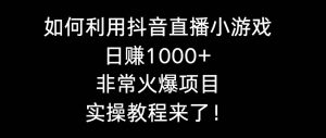 如何利用抖音直播小游戏日赚1000+，非常火爆项目，实操教程来了！-享创网