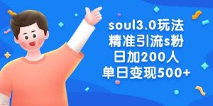 soul3.0玩法精准引流s粉,日加200人单日变现500+-享创网
