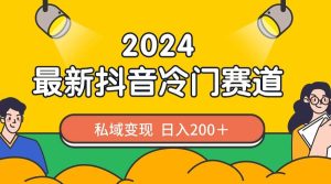 2024抖音最新冷门赛道,私域变现轻松日入200+,作品制作简单,流量爆炸-享创网