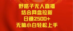 无人直播野路子结合网盘拉新，日赚2500+多平台变现，小白无脑轻松上手操作-享创网