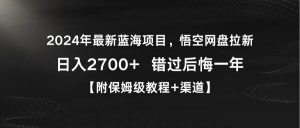 2024年最新蓝海项目，悟空网盘拉新，日入2700+错过后悔一年【附保姆级教…-享创网
