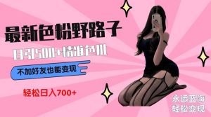 最新色粉变现野路子,日引500+老色批 可不加好友直接变现 小白轻松日入700+-享创网