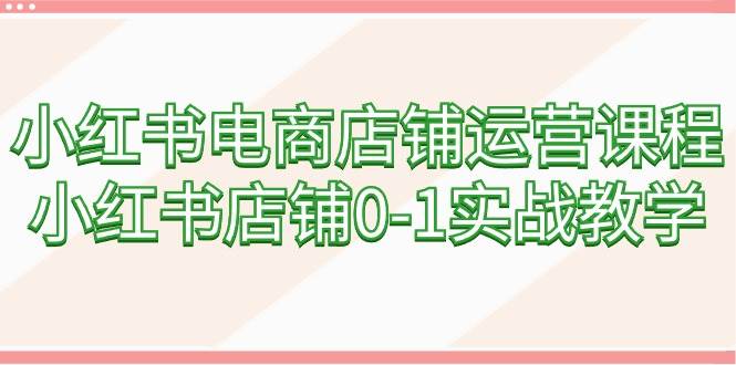 小红书电商店铺运营课程，小红书店铺0-1实战教学（60节课）-享创网