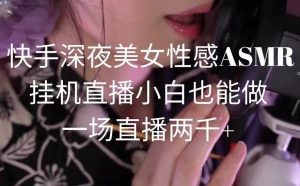 快手深夜美女性感ASMR挂机直播，小白也能做，一场直播两千+-享创网