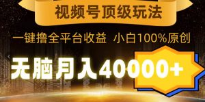 视频号顶级玩法，无脑月入40000+，一键撸全平台收益，纯小白也能100%原创-享创网