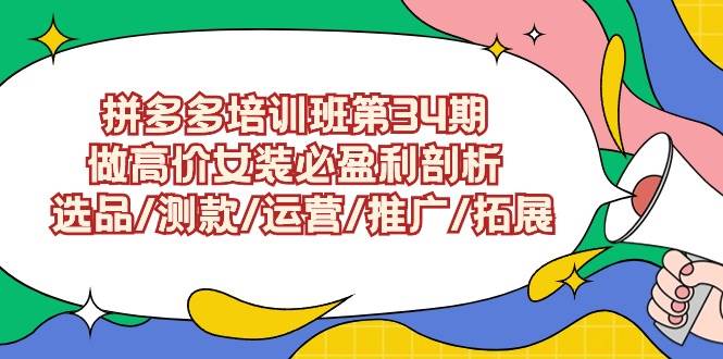 拼多多培训班第34期：做高价女装必盈利剖析  选品/测款/运营/推广/拓展-享创网