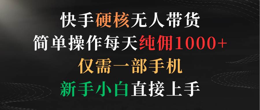 快手硬核无人带货，简单操作每天纯佣1000+,仅需一部手机，新手小白直接上手-享创网
