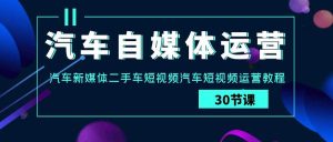 汽车-自媒体运营实战课：汽车-新媒体二手车短视频汽车短视频运营教程-享创网