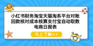 小红书财务淘宝天猫淘系平台对账回款核对成本核算支付宝自动取数电商日报表-享创网