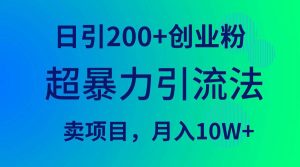 超暴力引流法，日引200+创业粉，卖项目月入10W+-享创网