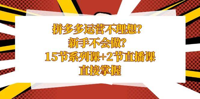 拼多多运营不理想？新手不会做？15节系列课+2节直播课，直接掌握-享创网