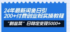 24年最新闲鱼日引200+付费创业粉，割韭菜每天5000+收益实操教程！-享创网