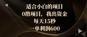 适合小白的项目,0撸项目,我出资金,每天15秒,一单利润600-享创网