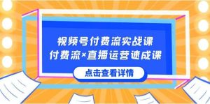 视频号付费流实战课，付费流×直播运营速成课，让你快速掌握视频号核心运..-享创网
