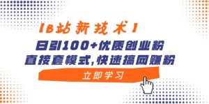 【B站新技术】日引100+优质创业粉，直接套模式，快速搞网赚粉-享创网