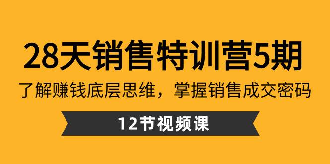 28天·销售特训营5期：了解赚钱底层思维，掌握销售成交密码（12节课）-享创网