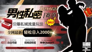 全网最新男性私密赛道玩法,引爆私域流量,轻松日入2000+-享创网