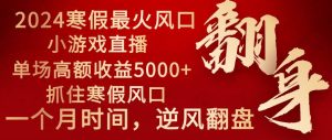 2024年最火寒假风口项目 小游戏直播 单场收益5000+抓住风口 一个月直接提车-享创网