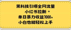 黑科技引爆全网流量小红书拉新,单日暴力收益7000+,小白也能轻松上手-享创网